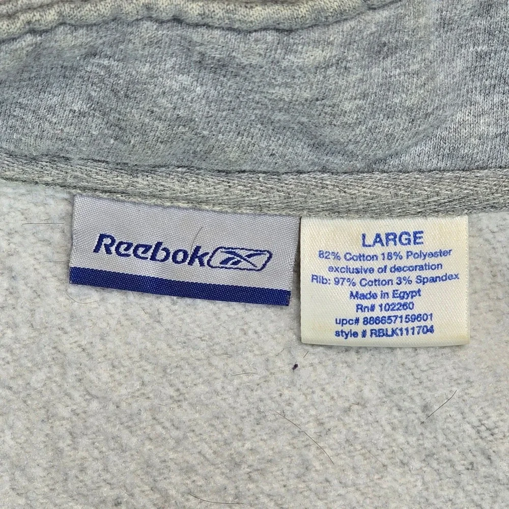 Reebok Mens Quarter Zip Sweatshirt Gray Large‎ Pullover RBLK111704 Logo Fleece
